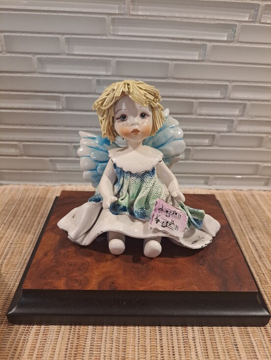 Other - Italian Zampiva Porcelain Spaghetti Hair Angel With Music Sheet Figurine On Base
